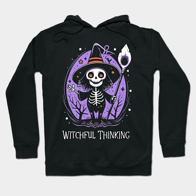 Halloween Witch Tee, Witchful Thinking T-Shirt, Spooky Sorceress Top, Enchanted Apparel, Magical Gift for Her Hoodie by Indigo Lake